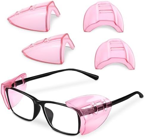 Side Shields for Glasses 3 Pcs, Pink Transparent Clip-On Eye Guards