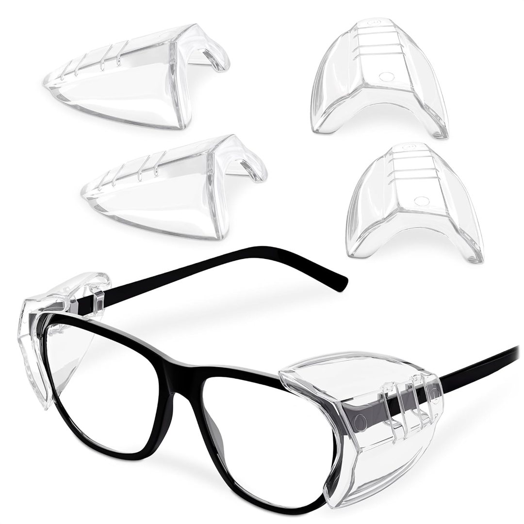 Side Shields for Glasses, 3 Pcs Slim Clip-On Eye Protectors (Clear), view 2