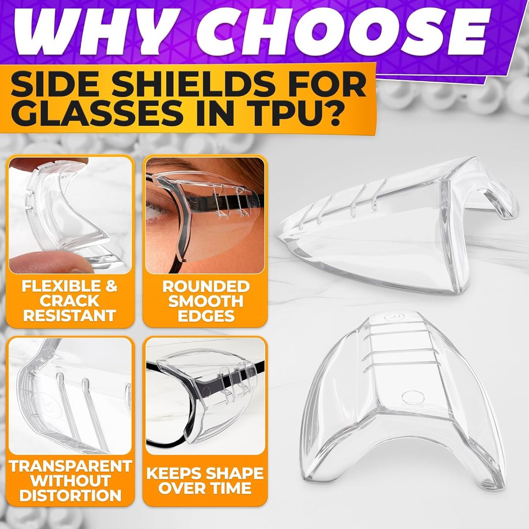 Side Shields for Glasses, 3 Pcs Slim Clip-On Eye Protectors (Clear), view 4