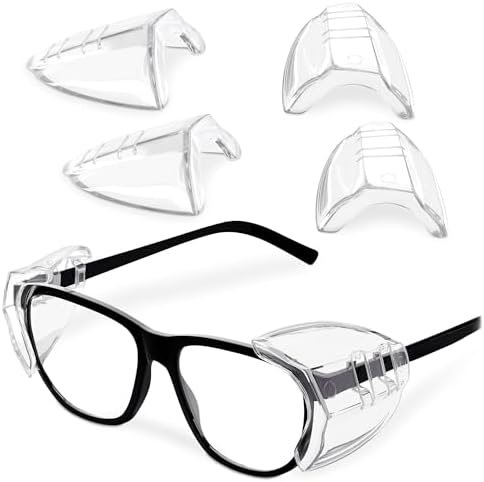 Side Shields for Glasses, 3 Pcs Slim Clip-On Eye Protectors (Clear)
