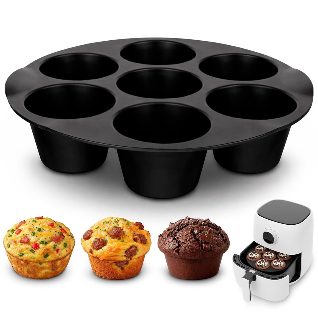 Silicone Muffin Pan, Non-Stick Cupcake Mold for Air Fryer, 7 Cups, view 2