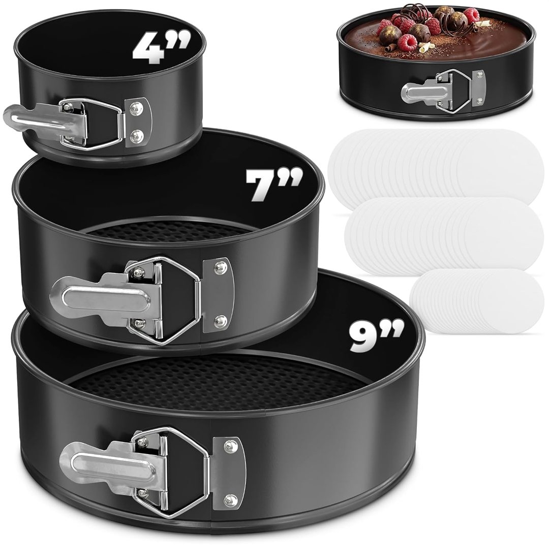 Springform Pan Set of 3, 4 7 9 Inch Nonstick Round Cheesecake Pans, view 2