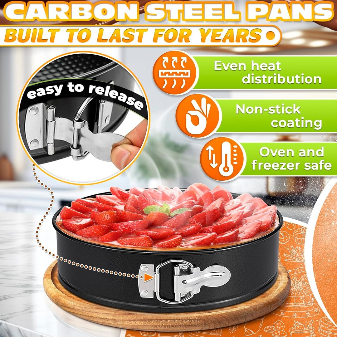 Springform Pan Set of 3, 4 7 9 Inch Nonstick Round Cheesecake Pans, view 4