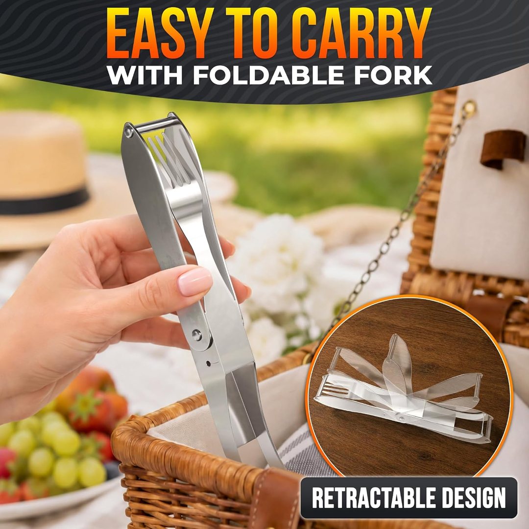 Watermelon Cutter Slicer Tool 2-in-1, Retractable Fork, 304 Steel, view 4