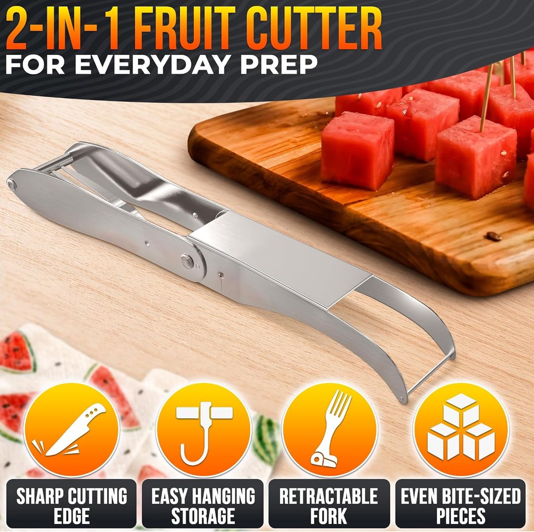 Watermelon Cutter Slicer Tool 2-in-1, Retractable Fork, 304 Steel, view 5