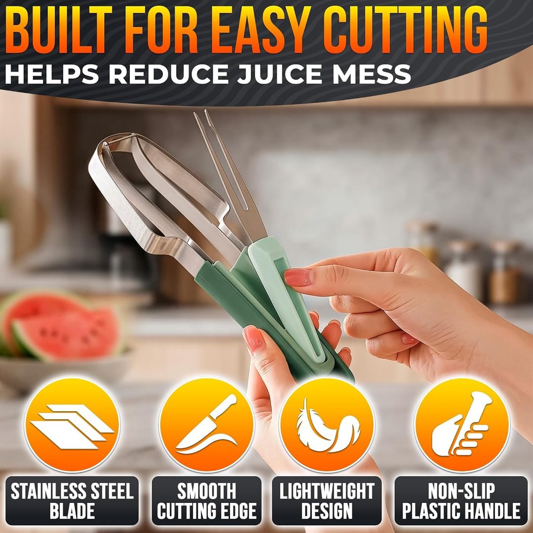 Watermelon Cutter Slicer Tool 3-in-1, Stainless Steel, for Picnics, view 4