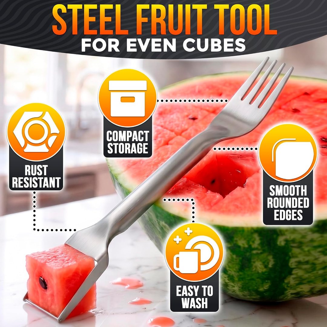 Watermelon Fork Slicer Cutter, Stainless Steel, 9.25 Inch (Silver), view 4